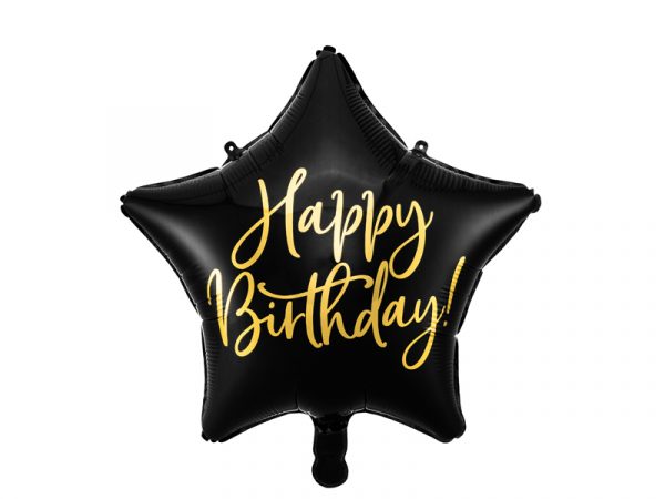 Balon Happy Birthdday 40 cm črn