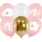 Baloni za 1. rojstni dan pastel pink
