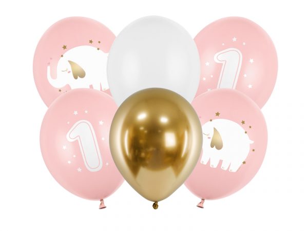 Baloni za 1. rojstni dan pastel pink