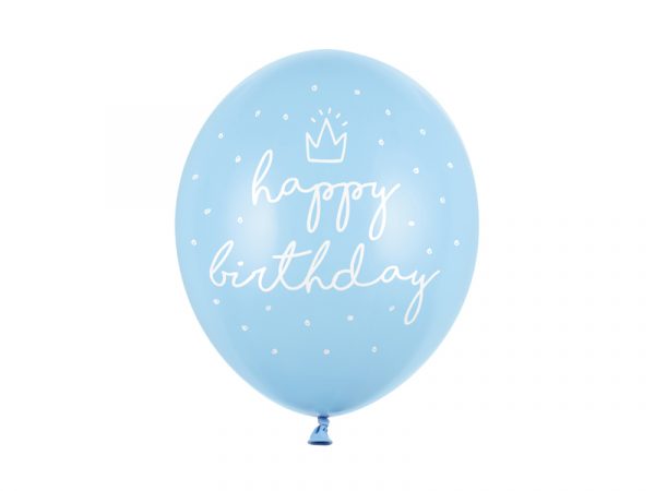 Baloni Happy birthday 30 cm pastel blue