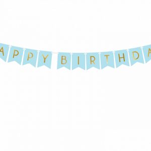 Napis Happy Birthday svetlo modri