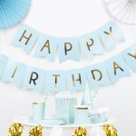 Napis Happy Birthday svetlo modri