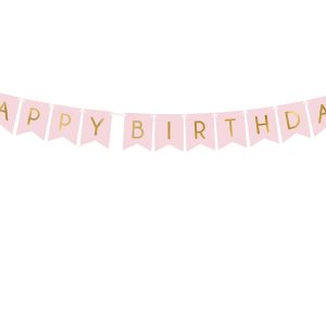 Napis Happy Birthday svetlo roza