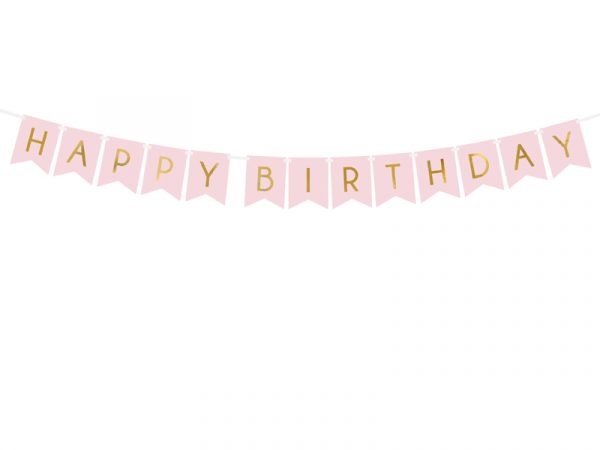 Napis Happy Birthday svetlo roza