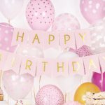 Napis Happy Birthday svetlo roza