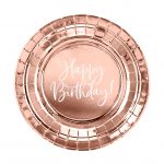 Krožniki Happy Birthday rose gold 18 cm