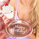 Krožniki Happy Birthday rose gold 18 cm