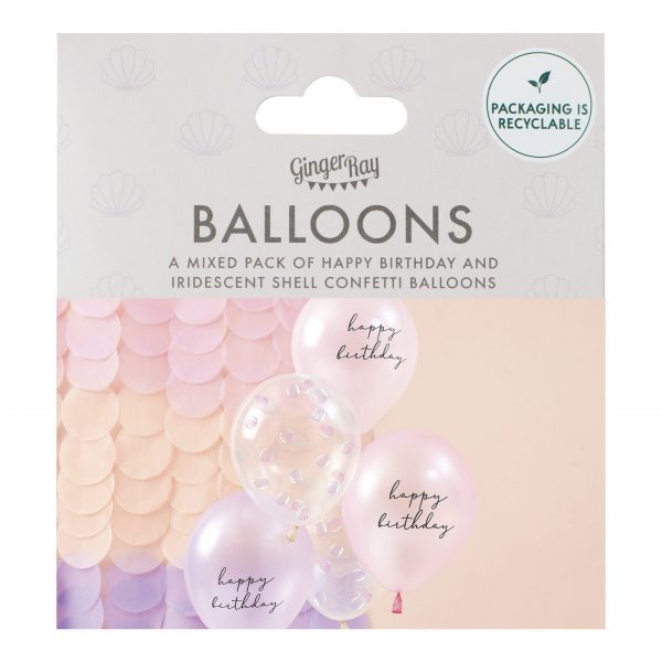 Paket balonov Pearlised pink & shell confetti