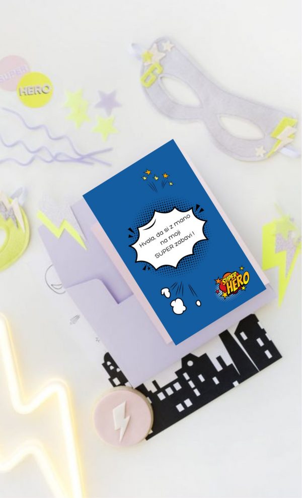 Otroška kartica za rojstni dan-superhero