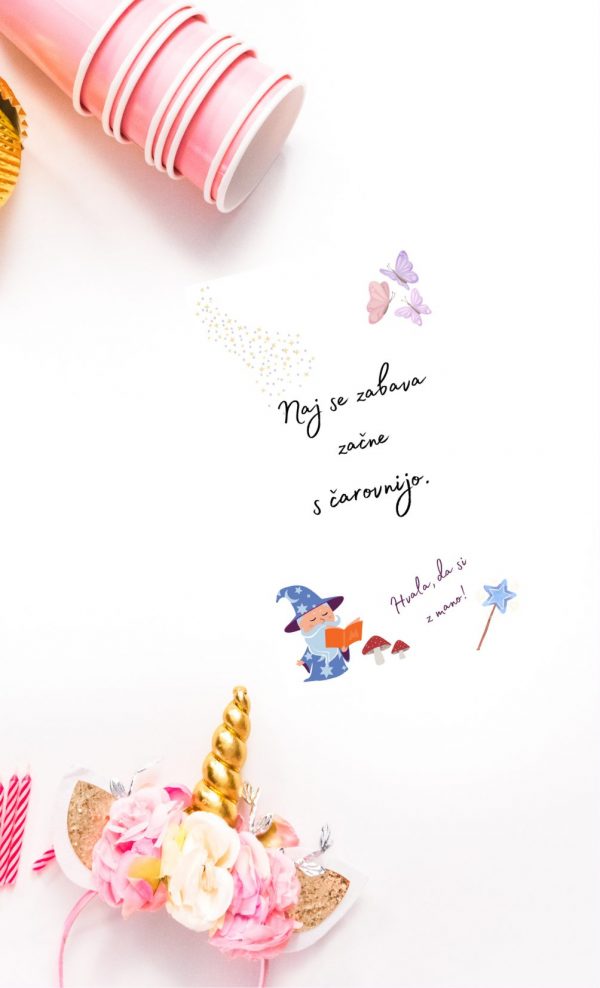 Otroška kartica za rojstni dan - pravljični svet